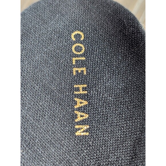 Cole Haan Crystal Strappy Leather Wedges Sandals Womens 8.5 Black Jute Heel Logo - Picture 13 of 15